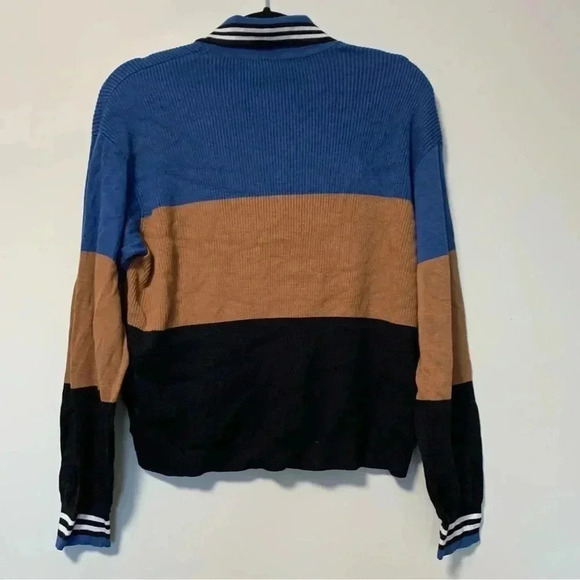 7 For  All Mankind color block ribbed striped cropped polo sweater - Picture 5 of 5